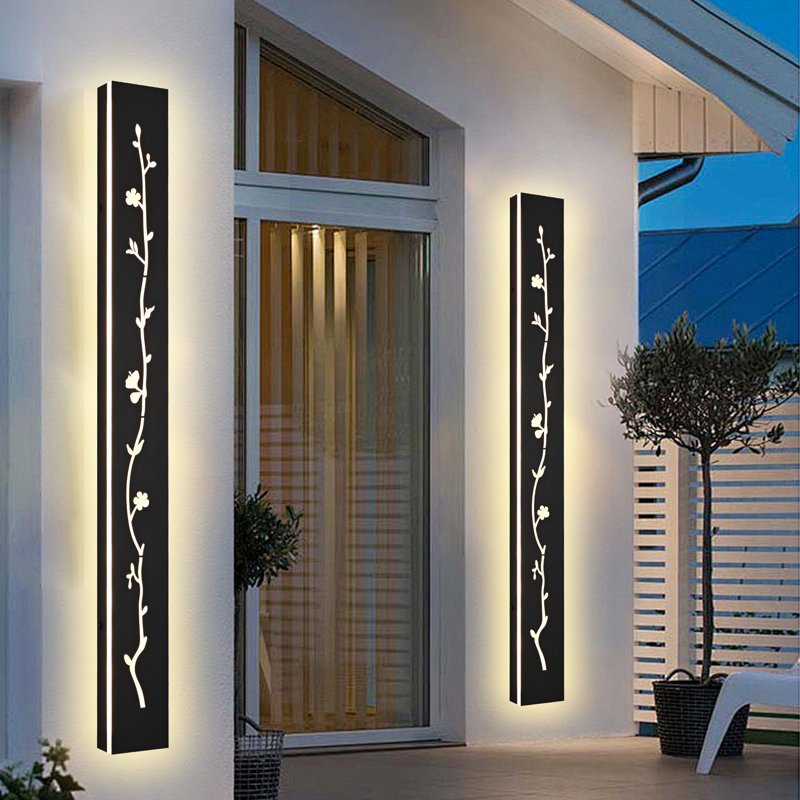 60 Inch Long Strip Modern LED Outdoor Wall Light Fixture 5.1In Wide Outdoor Garage Lights, 2 Pack Black Wall Mount Lighting Fixture Exterior Wall Sconce 3000K For House Garage Patio