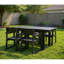 Repas d'extérieur pour 4 personnes - table de patio avec trou pour parasol et chaises avec accoudoirs, option terrasse près de la piscine en noir 5 conditions météorologiques - rassemblements idéaux-1070948185