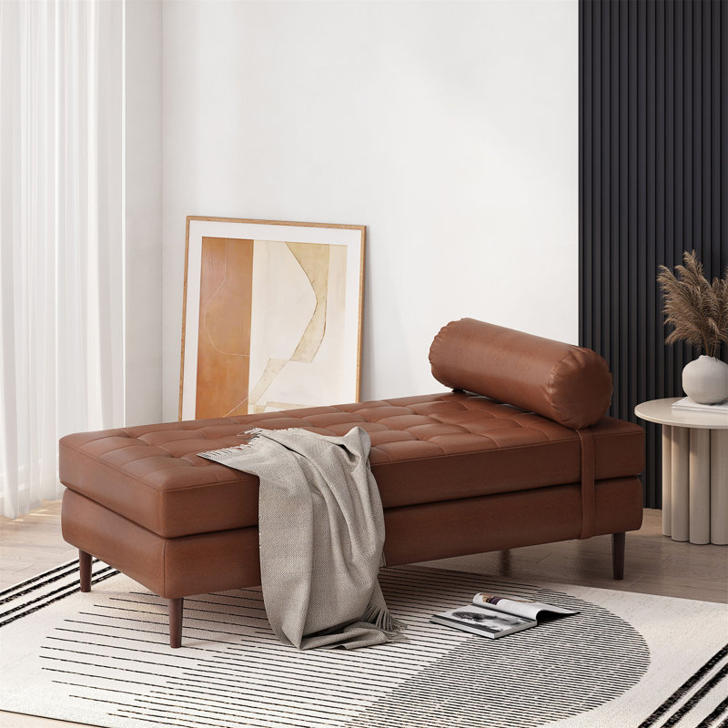 Chaise longue Jakie, Similicuir brun clair