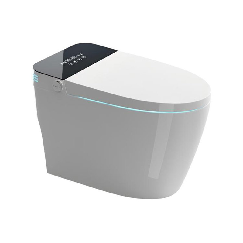Toilette allongée intelligente sans réservoir avec bidet | Chasse automatique, siège chauffant, eau chaude et sécheuse, télécommande - blanc