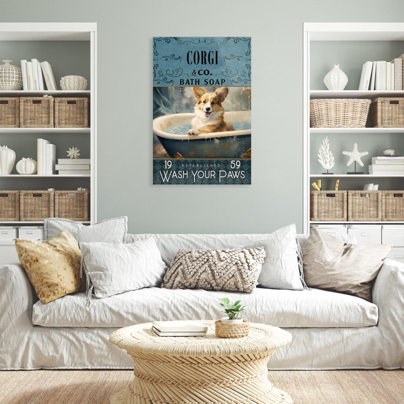 "Adamarie Corgi Bath Soap On Canvas", impression, H 20 po x l 16 po x P 1,25 po