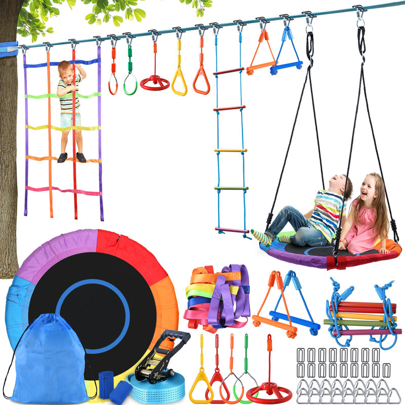 50FT Ninja Warrior Obstacle Course Sauser Swing Set