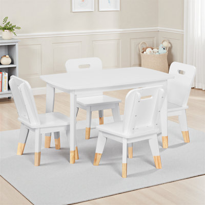 Inderpreet Transitional Wood 5-Piece Pack Children Table and Chairs Set with Four Matching Chairs