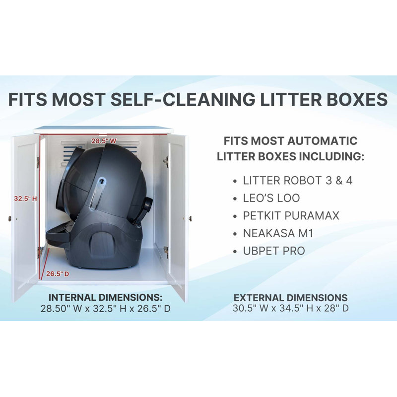 Refined Self Cleaning Litter Box Cabinet, Mahogany, Shaker