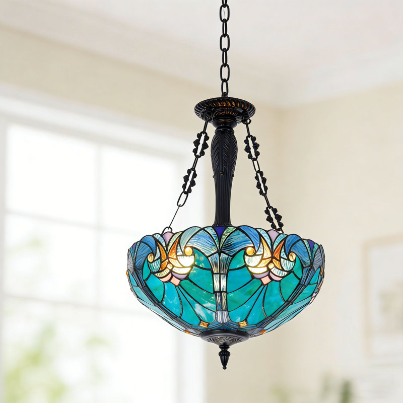 Luminaire suspendu 3 lumières à intensité variable Tiffany
