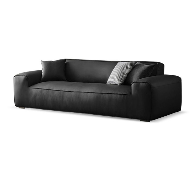 Causeuse-coussin standard en cuir véritable noir, Noir