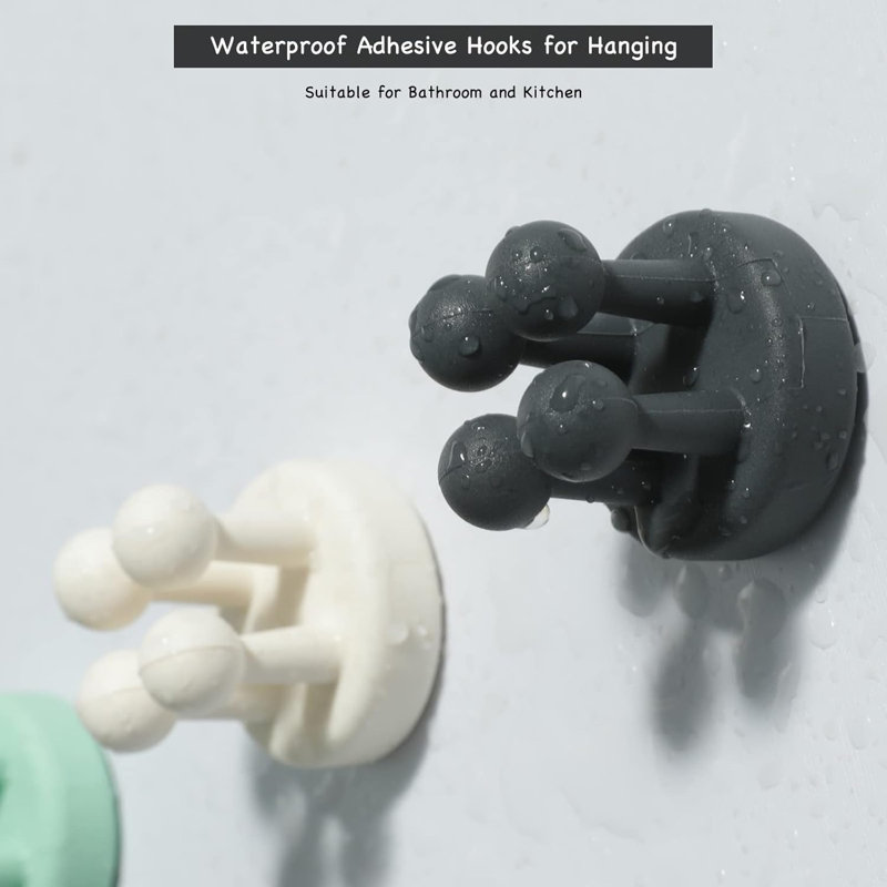 Porte-rasoir pour crochets de douche - Crochet mural auto-adhésif 5 pièces pour brosse à dents suspendue, support de prise utilitaire imperméable et fonctionnel pour salle de bain cuisine salon bureau, noir