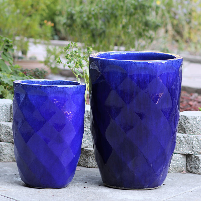 Ensemble de pots à fleurs en argile 3 pièces Le Beau, Bleu chute