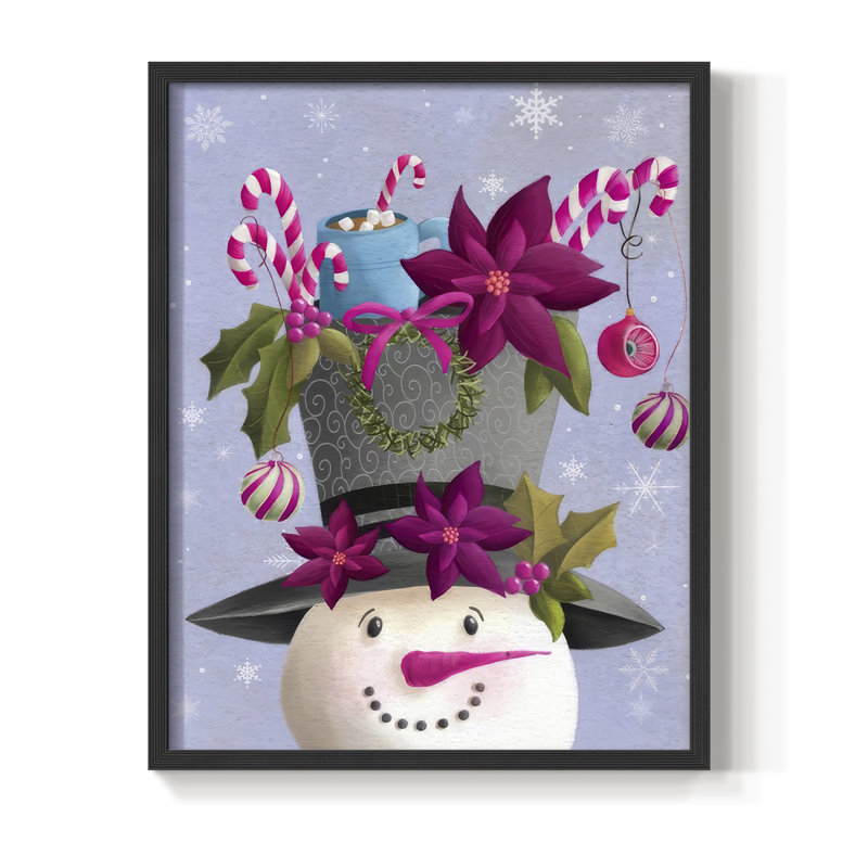 «Christmas Friends I», reproduction encadrée - bois massif, H 30 po x l 24 po, Noir, noir, noir, noir