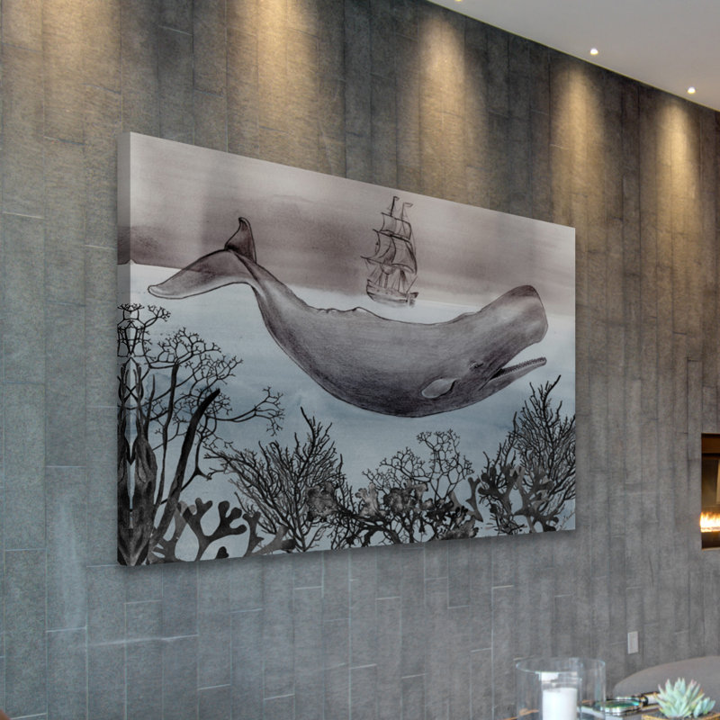 « baleine under », reproduction d’art sur toile tendue, H 40 po x l 60 po x P 1,5 po, Toile tendue