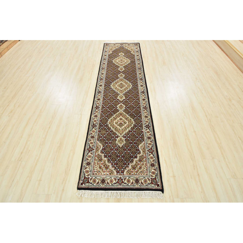 Neille One-of-a-Kind Runner 2'8" X 9'9" New Age Runner Wool Area Rug in Black/White/Brown