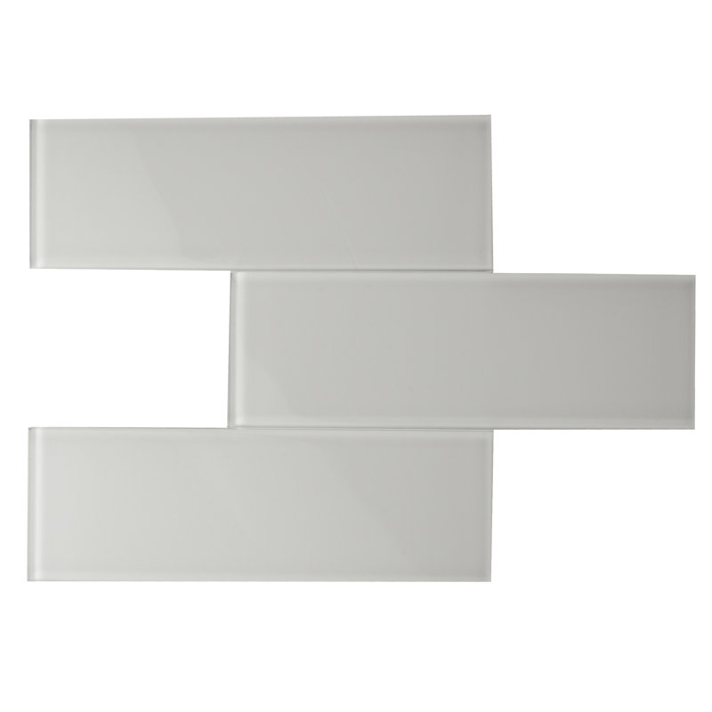 3" x 9" Glass Subway Tile, Light Gray