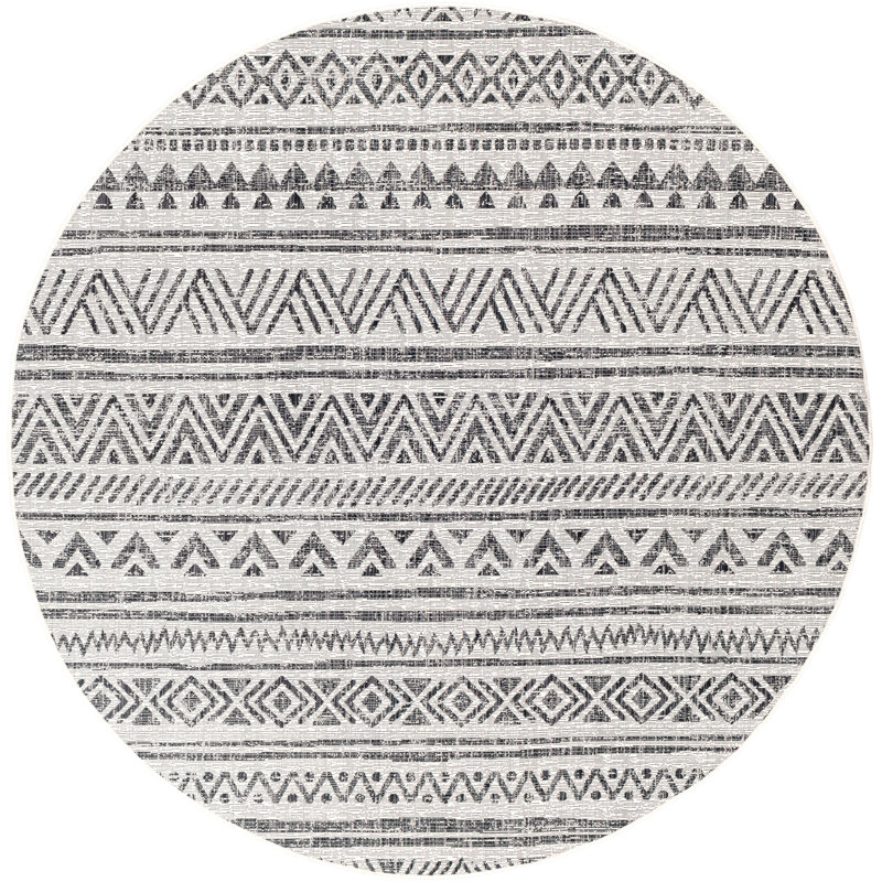Tapis intérieur / extérieur tissé à la machine Landyon , Rond 6 pi 7 po