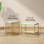 Gold Tone Nesting Table Set, Marble Effect Surfaces, Stylish Stackable Side & Coffee Tables for Home Decor