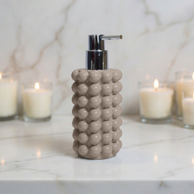 Better Trends Bubble Textured Soap Dispenser, 13.5 oz Resin Refillable Pump Bottle, Waterproof Rust-Resistant Bathroom & Kitchen Accessory, Beige