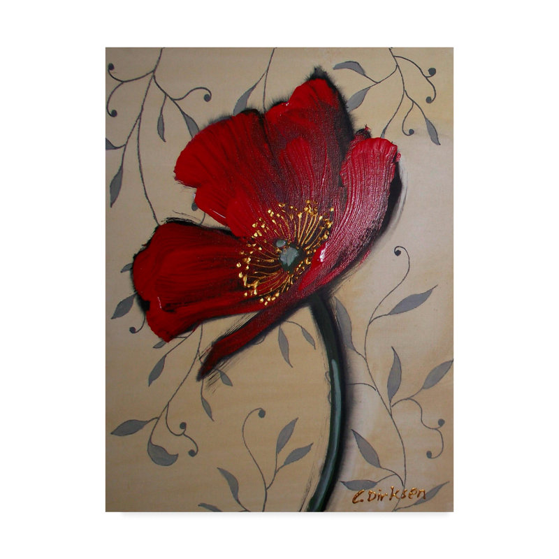 «Single Red Poppy» par Cherie Roe Dirksen, reproduction sur toile, H 19 po x l 14 po x P 2 po