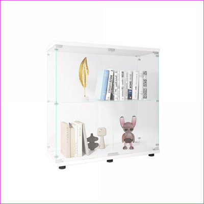 2-Layer Glass Display Cabinet With 2 Doors