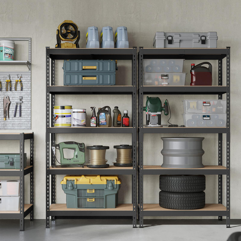 5-Tier Adjustable Shelving Units (Set of 2), 70.9" H x 70.8" W x 17.7" D