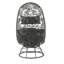 Chaise longue et table d'appoint en verre transparent, tissu gris anthracite et osier noir
