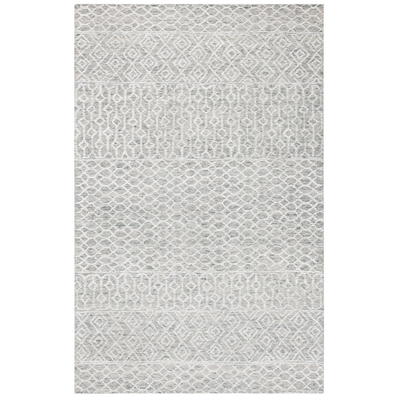 Tapis géométrique en laine / viscose / coton touffeté à la main Percy, Rectangle 3 pi x 5 pi