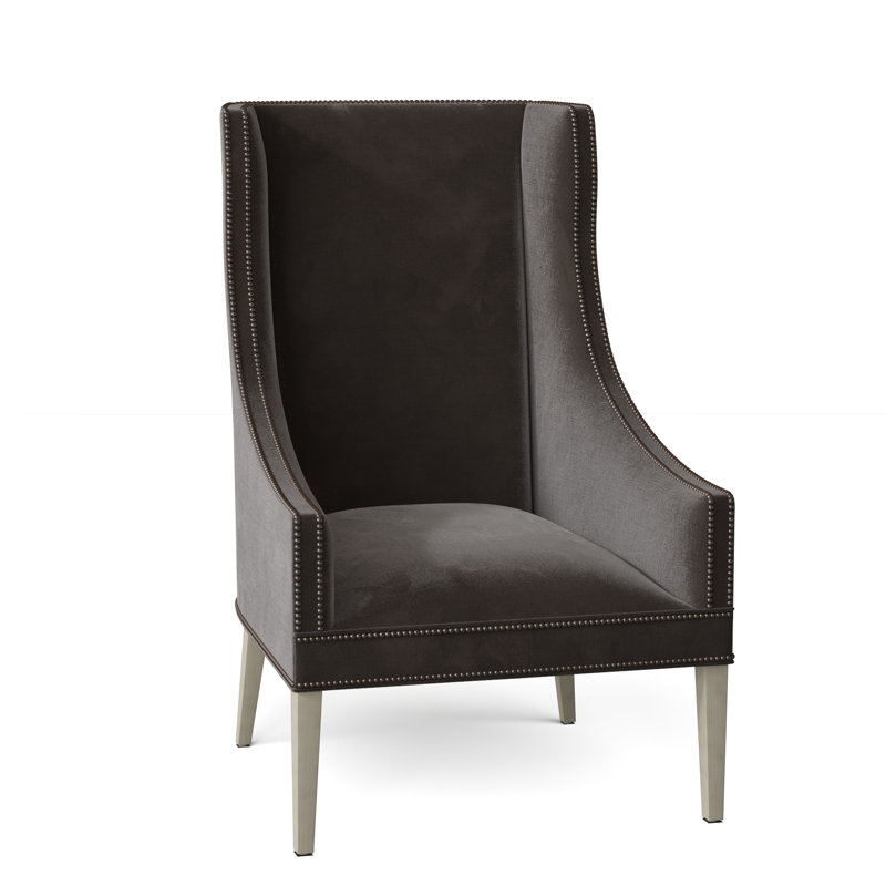 Frances Wingback Chair, Black Nickel, Platinum (3160 63), Espresso