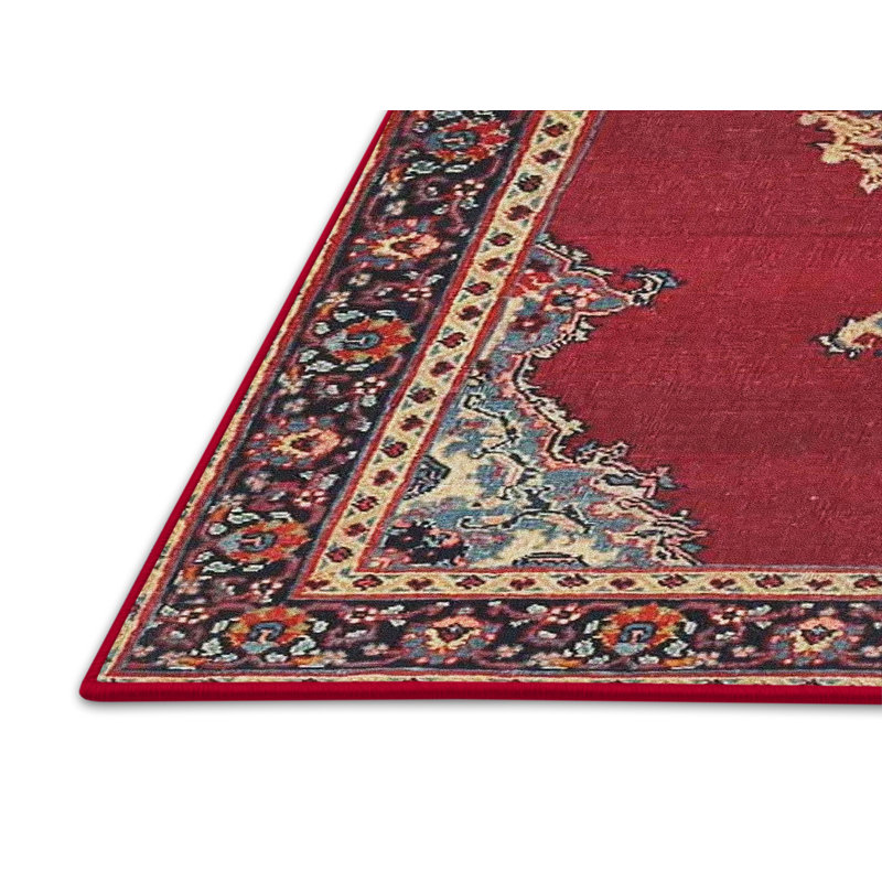 Tapis traditionnel rouge / noir, Rectangle 4 pi x 6 pi