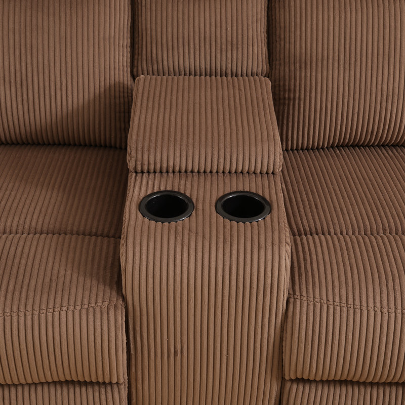Manual Reclining Sectional Sofa Set, Living Room Furniture Sets,l Shaped Reclining Sectional Corner Couch, Comfy 6-seat Corduroy Fabric Recliner Couch With Coffee Table/cup Holders For Office