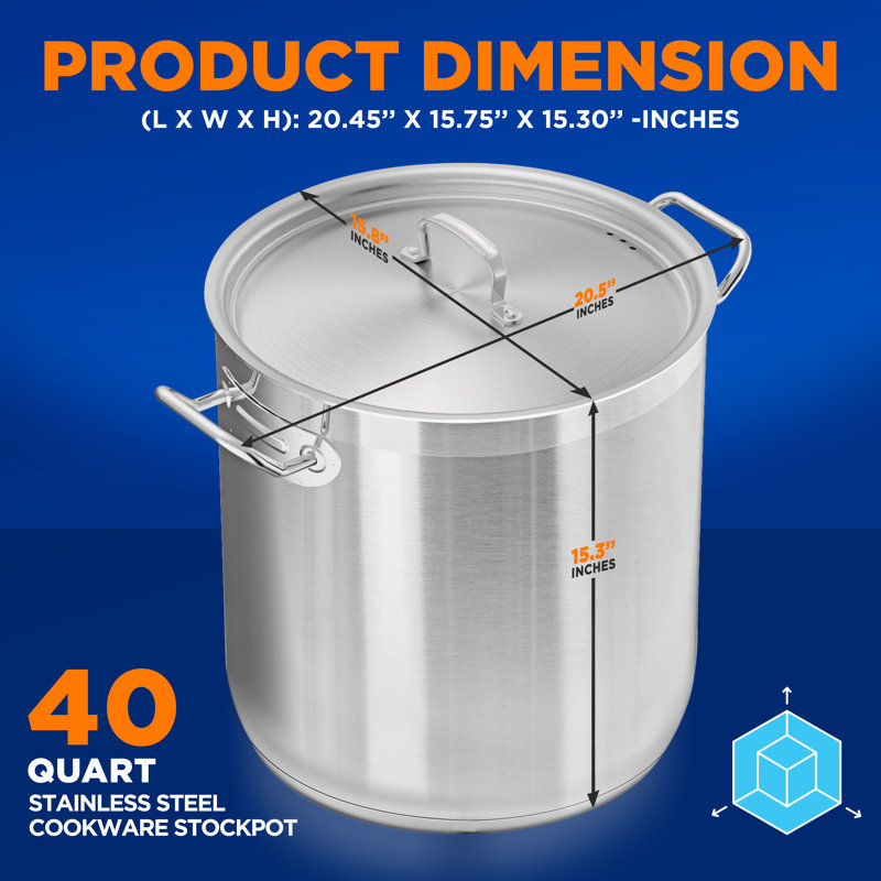 NutriChef Stainless Steel Stock Pot, 40
