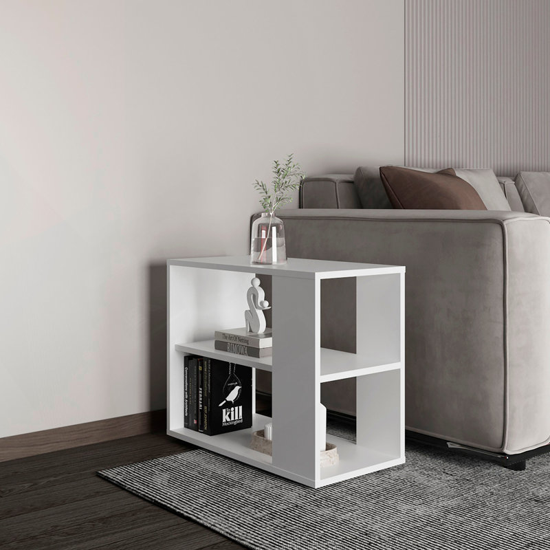 Table console, 4 pieds, 2 tablettes, Blanc