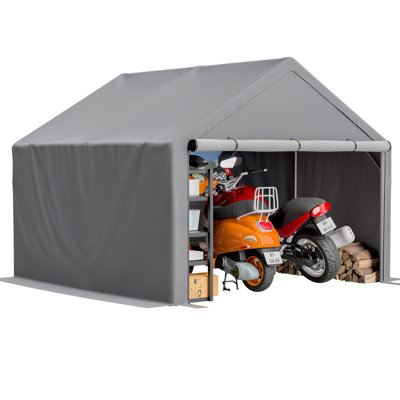 Mondawe 10' x 10' Outdoor Storage Shelter with Roll-Up Door and Steel Frame for Garden Tools