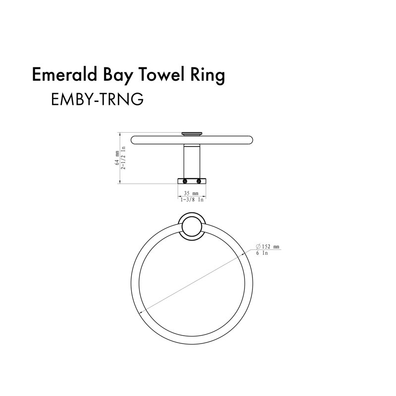 ZLINE Emerald Bay Towel Ring, Matte Black