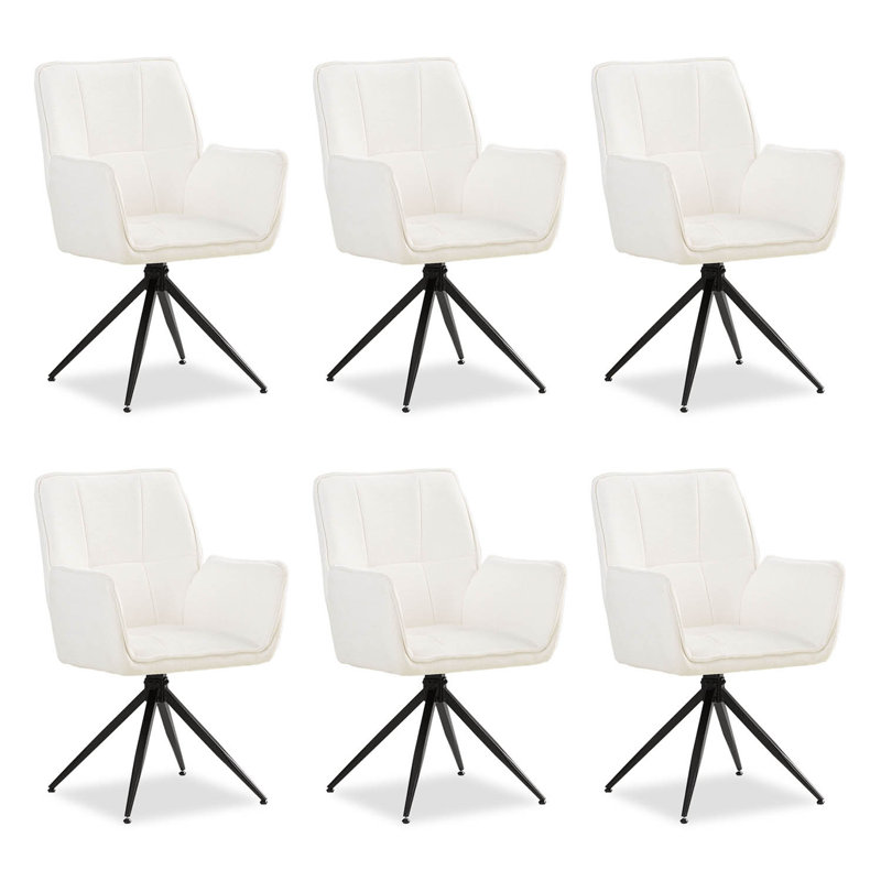 Upholstered Dining Chair In White, 6