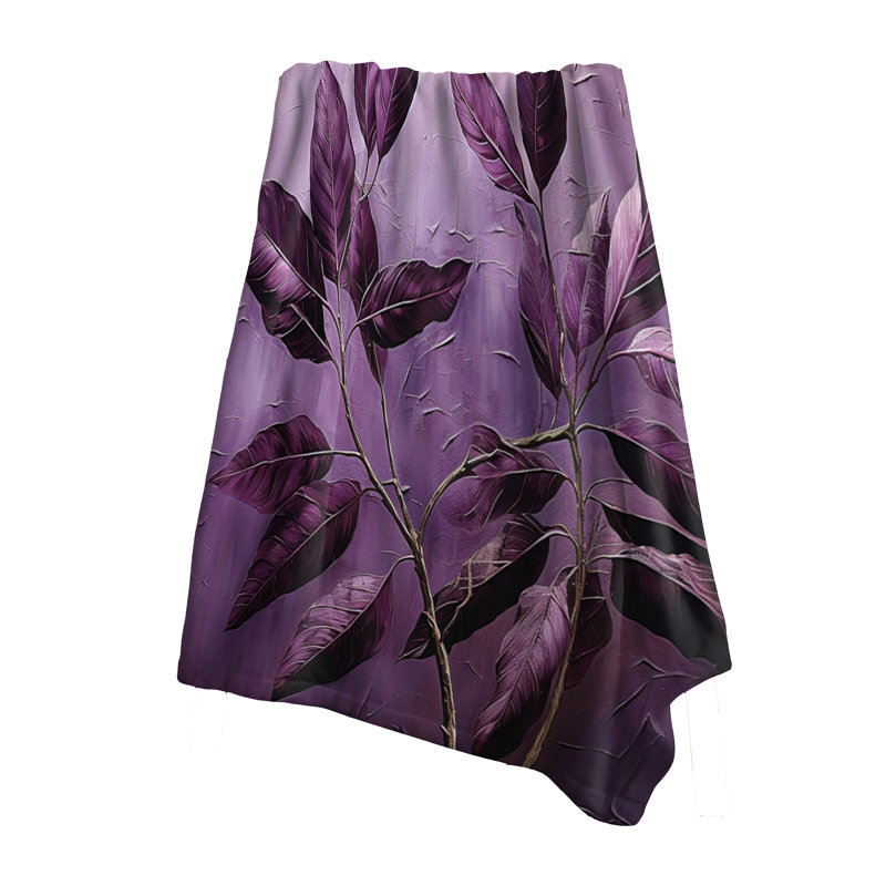 Jeté mauve à motif de feuilles mauves