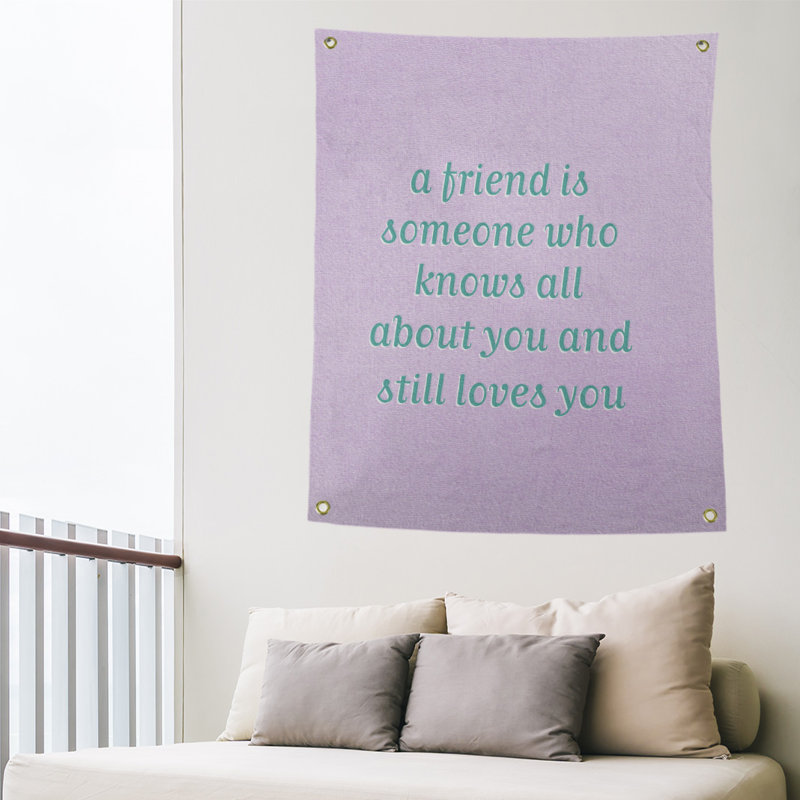 Tapisserie de polyester pour l’amour et l’amitié en polyester, H 36 po x l 26 po, Purple & Teal Offset