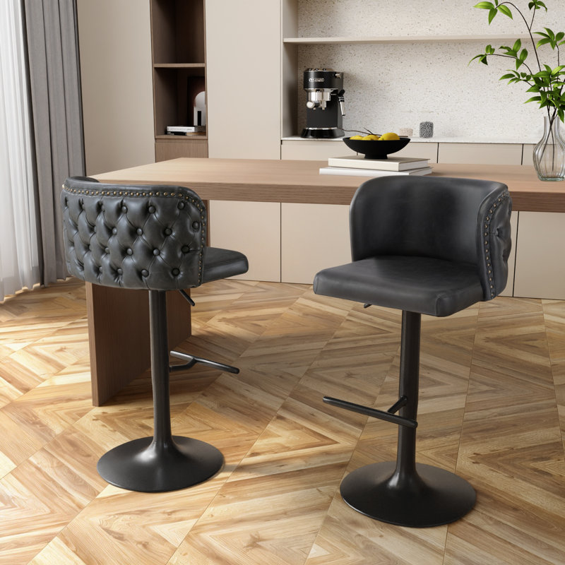 Ensemble de 2 tabourets de bar Modern, Gris foncé / Noir