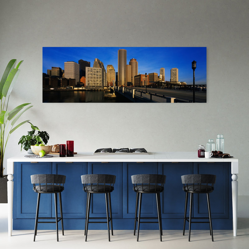 Gratte-ciels dans une ville, Boston, Massachusetts, États-Unis, art contemporain abstrait, art mural, H 20 po x l 60 po