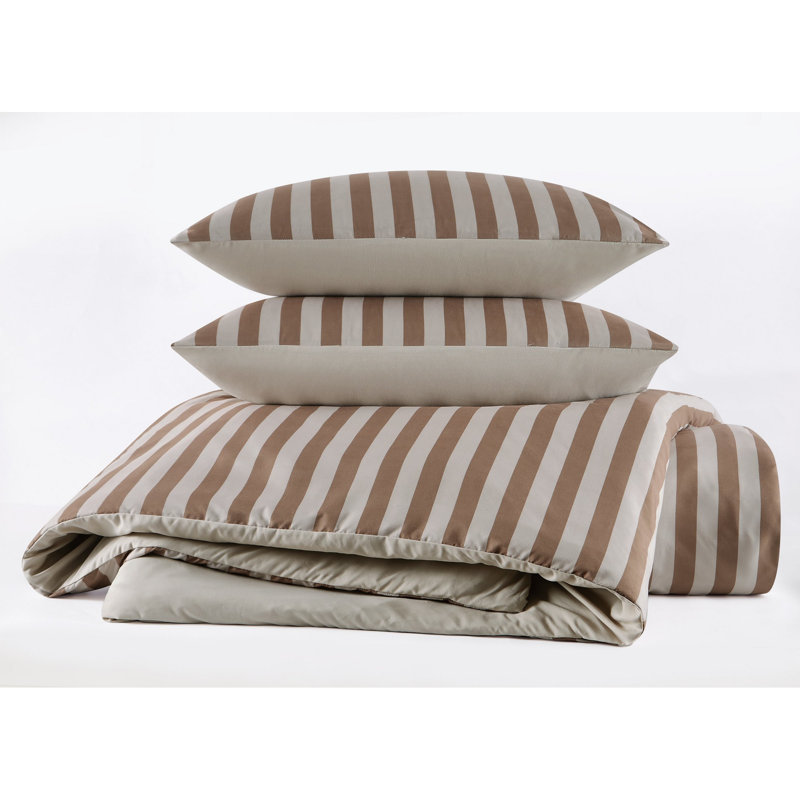 Truly Soft Weston Stripe Microfiber Duvet Sets, Twin Duvet Cover + 1 Standard Sham, Brown Striped