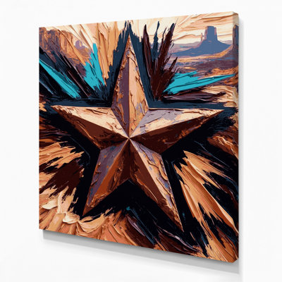 «Southwestern Cowboy Texas Lone Star 88», art mural sur toile noire
