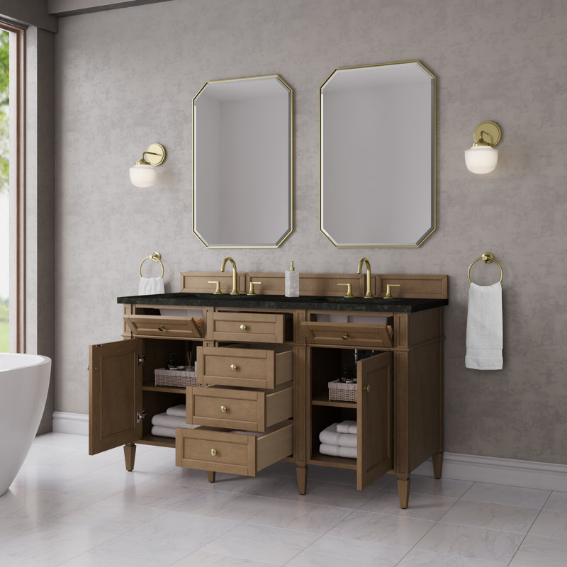 Ensemble de meuble-lavabo double 60 po Dussault, Pacane, Fantôme, 8 po