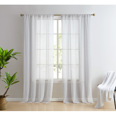 Hailey Faux Linen Sheer Curtain Panels