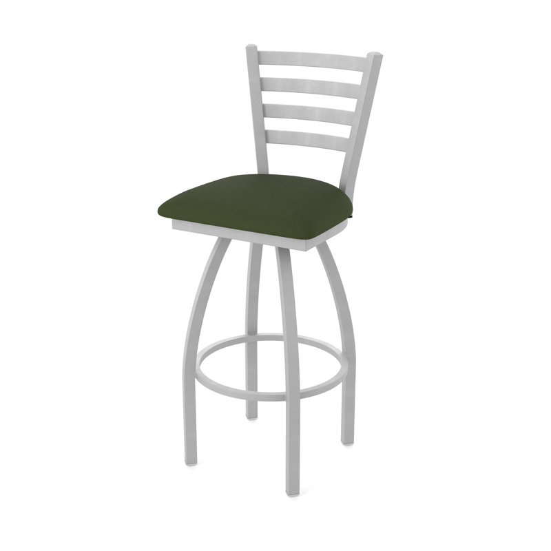 Jackie Swivel Stool, Anodized Nickel, Vinyl-Canter Pine, Bar Stool (30" Seat Height)