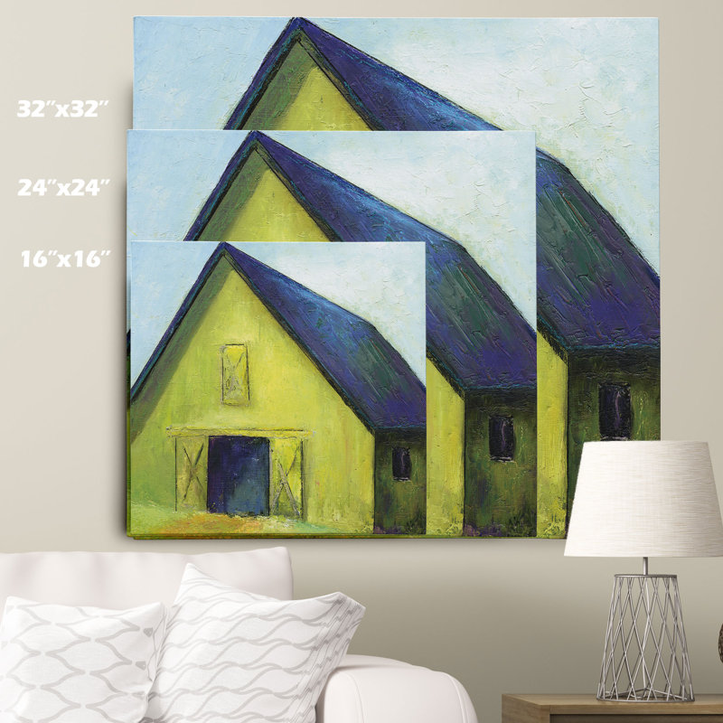 « grange vii » par joyce peignes, reproduction d’art sur toile tendue, H 24 po x l 24 po x P 1,5 po