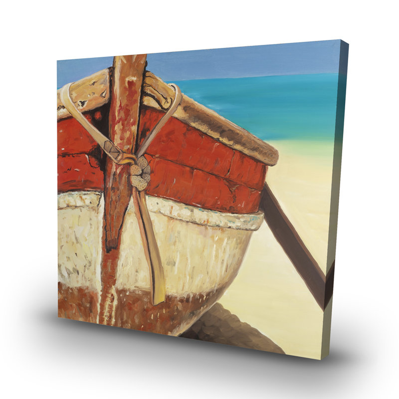 Tied up rowing boat - 32"x32" art on canvas