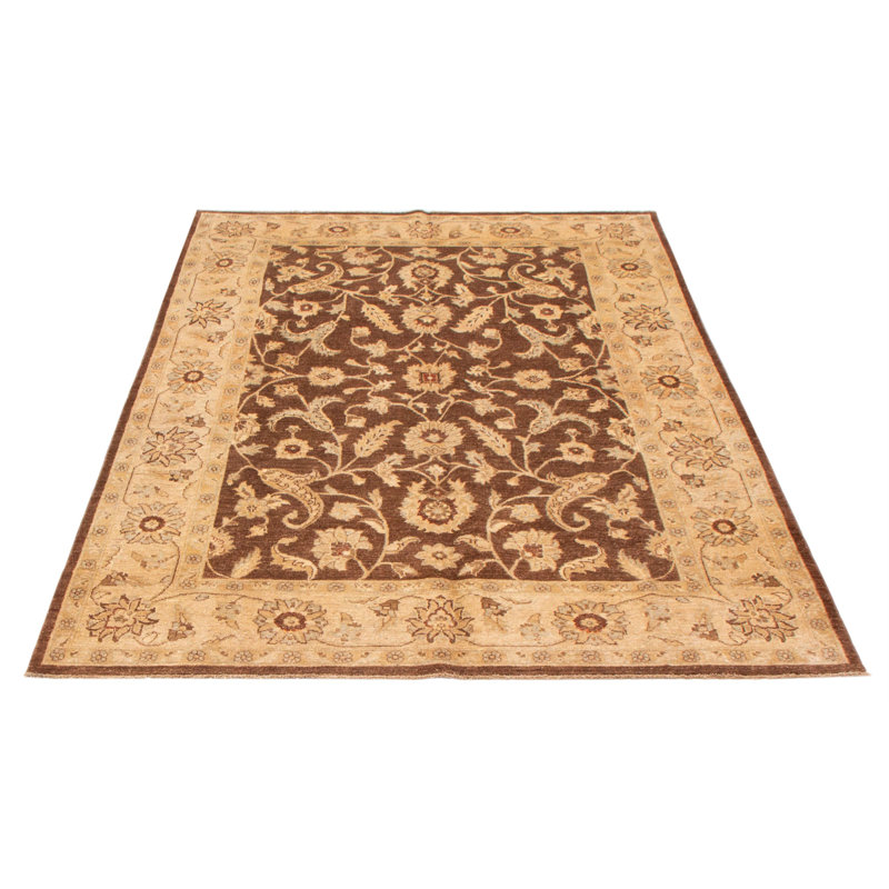 Tapis brun foncé Peshawar Oushak 6 pi 7 po x 9 pi 9 po