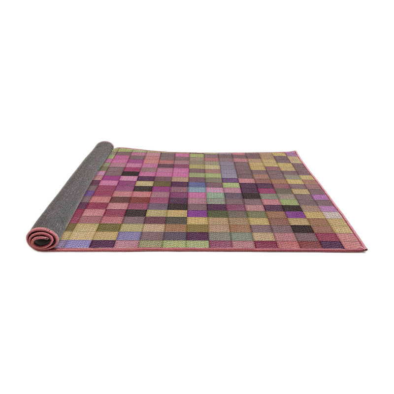 Tapis jaune/bleu/orange à motifs, Carré 5 pi