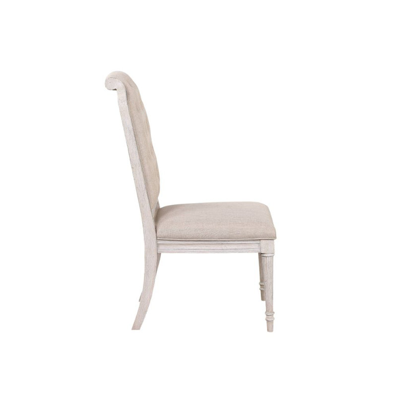 Chaise d'appoint (lot de 2), tissu et finition champagne antique