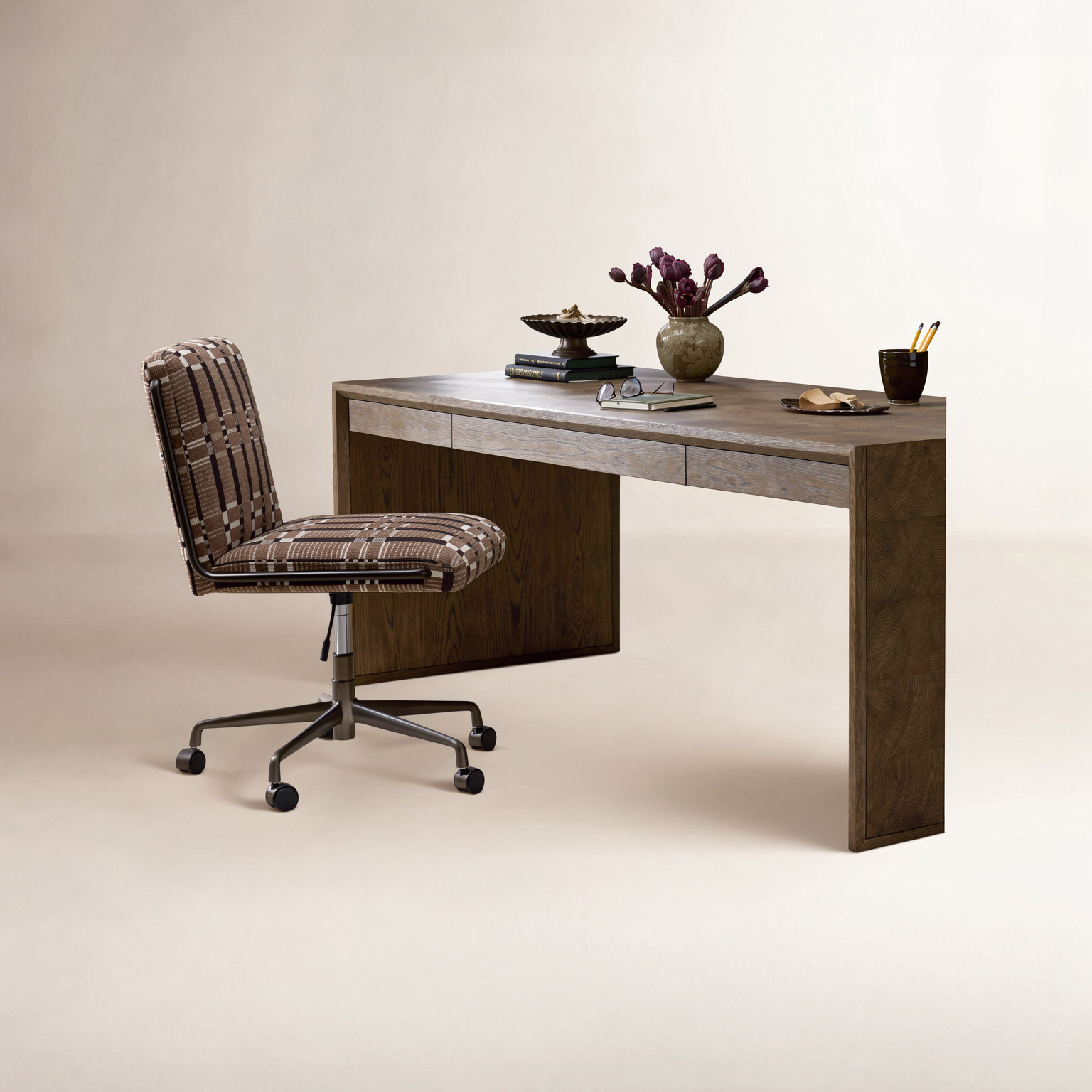 Armless Office Chair, Sandhill Cocoa
