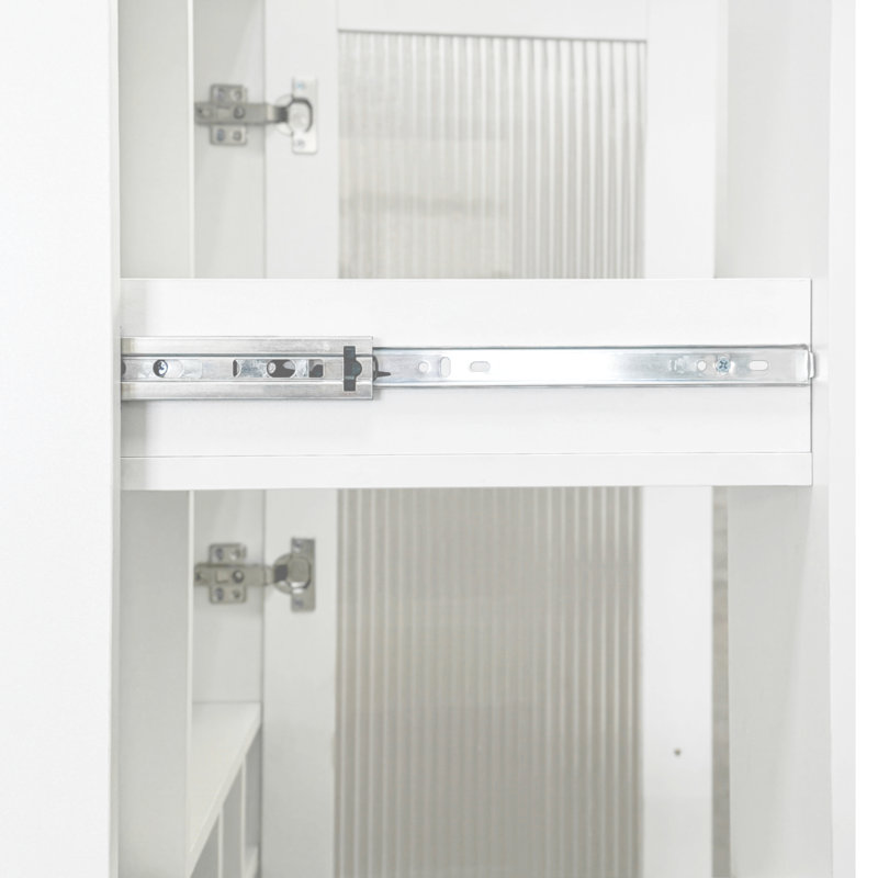Multi - Purpose, Expandable Pull Out, Kitchen Pantry Storage, Organizer, Glass Doors, Particle Board + Functional Cabinet,