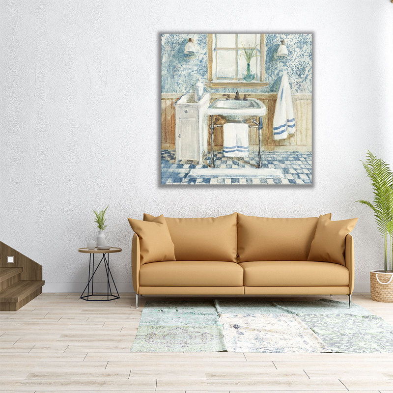 Œuvre d'art pour mur de salle de bain | Évier victorien I, H 12 po x l 12 po