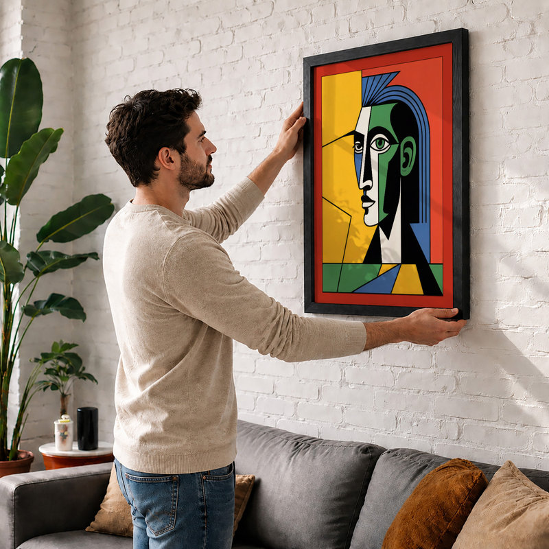 Geometric Portrait Art Deco - Framed Print, A4 - 29.7 x 21.0 cm, White